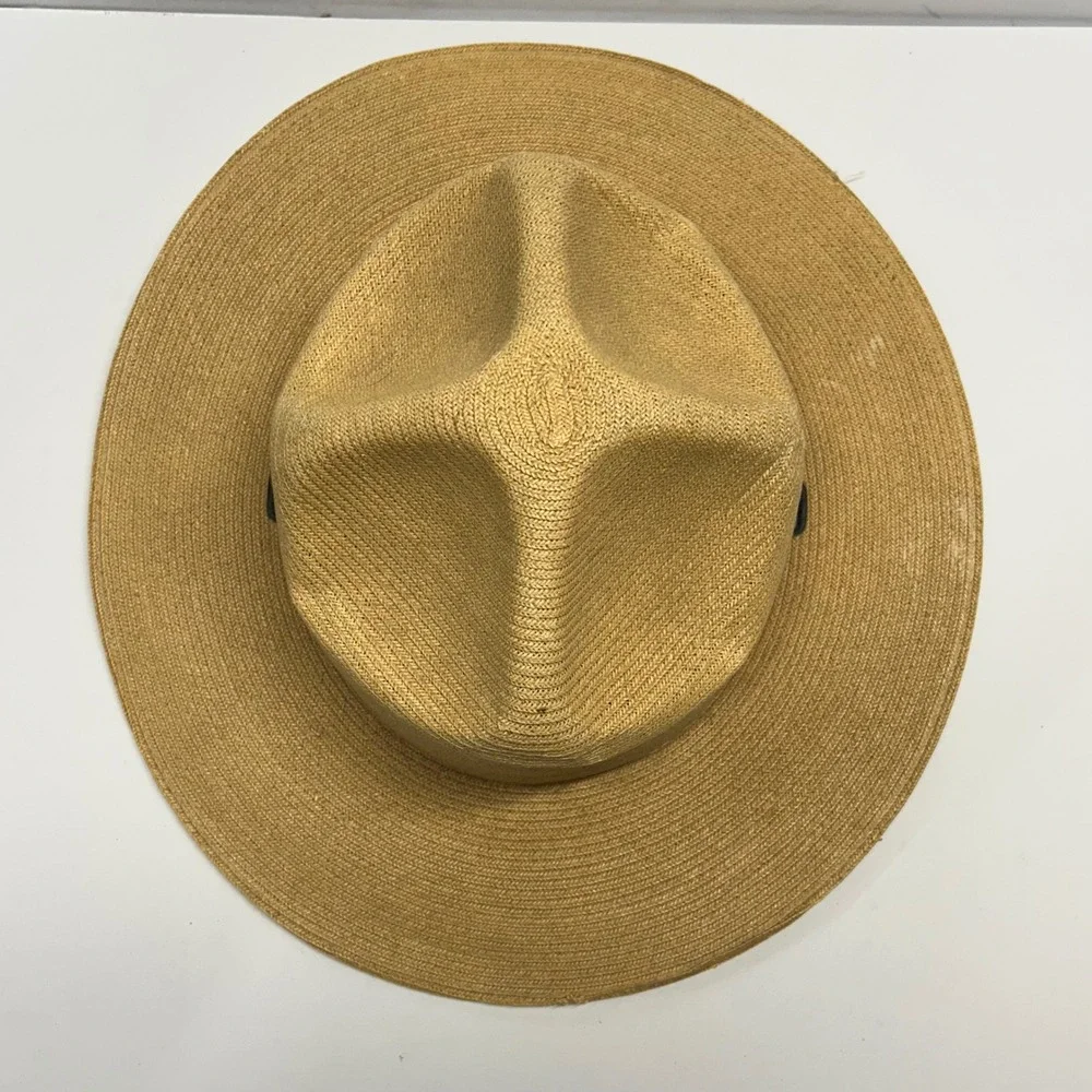 Stratton Hats Campaign Hat Tan Mens 7 3/8 Straw Drill Sergeant Ranger Uniform